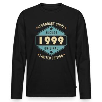 Août 1999 Vintage Retro Anniversaire - T-shirt manches longues Premium bio Homme - noir - Devant - Nico (187cm)