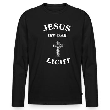 Jesus Kreuz Religion Christentum Messias Erlöser - Männer Premium Bio Langarmshirt - Schwarz - Vorne - Nico (187cm)