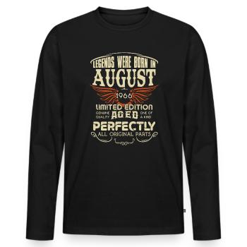 Legends Were Born In August 1966 Birthday - Männer Premium Bio Langarmshirt - Schwarz - Vorne - Nico (187cm)