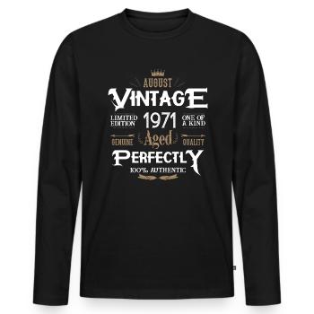 August 1971 born Legends birthday - Men's Premium Organic Long Sleeve Shirt - black - Front - Nico (187cm)