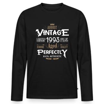 Août 1993 naissance Legends anniversaire - T-shirt manches longues Premium bio Homme - noir - Devant - Nico (187cm)