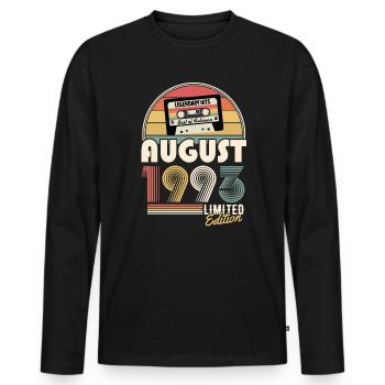 Août 1993 Vintage Cadeau d’anniversaire - T-shirt manches longues Premium bio Homme - noir - Devant - Nico (187cm)