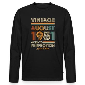 Vintage Aged To Perfection August 1951 - Men's Premium Organic Long Sleeve Shirt - black - Front - Nico (187cm)