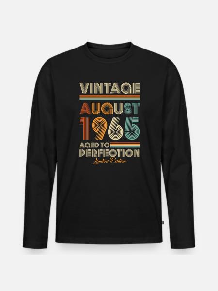 Vintage alderen til perfektion august 1965 - Premium økologisk langærmet T-shirt til mænd - sort