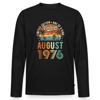 Édition limitée Août 1976 Cadeau d’anniversaire - T-shirt manches longues Premium bio Homme - noir - Devant - Nico (187cm)