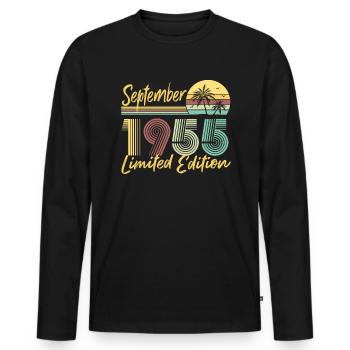 Septembre 1955 Cadeau d’anniversaire en édition limitée - T-shirt manches longues Premium bio Homme - noir - Devant - Nico (187cm)