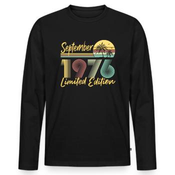 Septembre 1976 Cadeau d’anniversaire en édition limitée - T-shirt manches longues Premium bio Homme - noir - Devant - Nico (187cm)