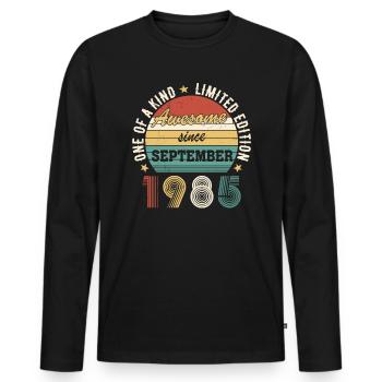Génial depuis septembre 1985 Cadeau d’anniversaire - T-shirt manches longues Premium bio Homme - noir - Devant - Nico (187cm)