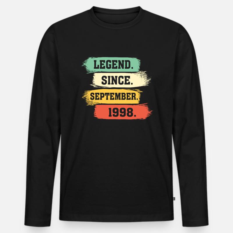 Legend since September 1998 - Männer Premium Bio Langarmshirt - Schwarz