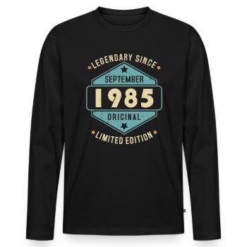 Septembre 1985 Vintage Retro Anniversaire - T-shirt manches longues Premium bio Homme - noir - Devant - Nico (187cm)