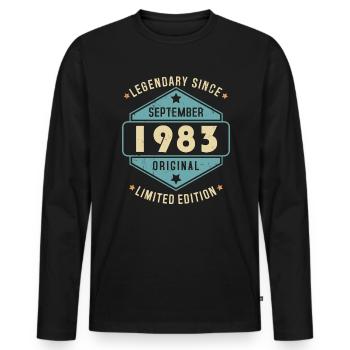Septembre 1983 Vintage Retro Anniversaire - T-shirt manches longues Premium bio Homme - noir - Devant - Nico (187cm)