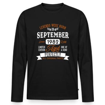 Born September 1982 Birthday Gift - Men's Premium Organic Long Sleeve Shirt - black - Front - Nico (187cm)