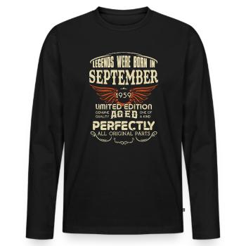 Legends Were Born In September 1959 Birthday - Männer Premium Bio Langarmshirt - Schwarz - Vorne - Nico (187cm)