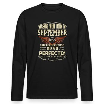 Legends Were Born In September 1966 Birthday - Männer Premium Bio Langarmshirt - Schwarz - Vorne - Nico (187cm)