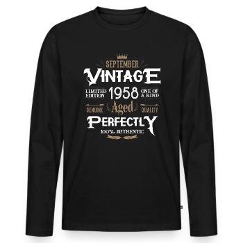 Septembre 1958 naissance Légendes anniversaire - T-shirt manches longues Premium bio Homme - noir - Devant - Nico (187cm)