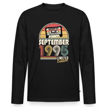 September 1995 Jahrgang Geburtstag Geschenk - Männer Premium Bio Langarmshirt - Schwarz - Vorne - Nico (187cm)