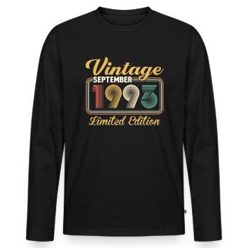 Vintage Septembre 1993 Édition Limitée Anniversaire - T-shirt manches longues Premium bio Homme - noir - Devant - Nico (187cm)