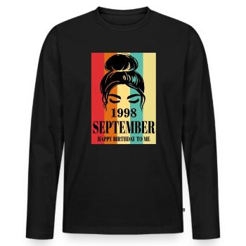 September 1998 Happy Birthday To Me - Männer Premium Bio Langarmshirt - Schwarz - Vorne - Nico (187cm)