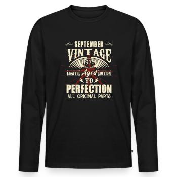 Retro Legends Birthday Gift September 1975 - Men's Premium Organic Long Sleeve Shirt - black - Front - Nico (187cm)