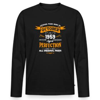 Legends Were Born In October 1959 Birthday - Männer Premium Bio Langarmshirt - Schwarz - Vorne - Nico (187cm)