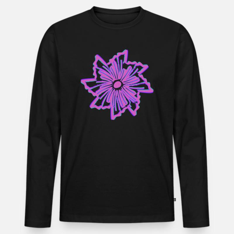 Blüte - Männer Premium Bio Langarmshirt - Schwarz