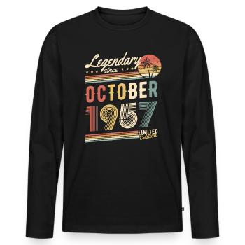 Legendary Since October 1957 Limited Edition - Männer Premium Bio Langarmshirt - Schwarz - Vorne - Nico (187cm)