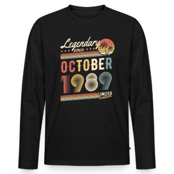 Legendary Since October 1989 Limited Edition - Männer Premium Bio Langarmshirt - Schwarz - Vorne - Nico (187cm)