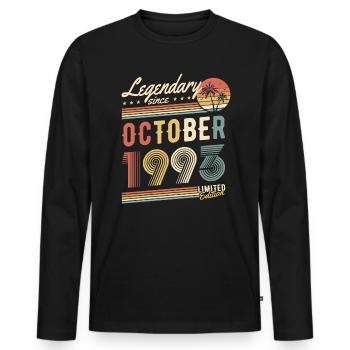Legendary Since October 1993 Limited Edition - Männer Premium Bio Langarmshirt - Schwarz - Vorne - Nico (187cm)