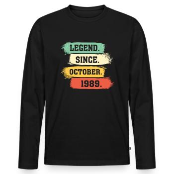 Legend since October 1989 - Männer Premium Bio Langarmshirt - Schwarz - Vorne - Nico (187cm)