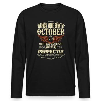 Legends Were Born In October 1959 Birthday - Männer Premium Bio Langarmshirt - Schwarz - Vorne - Nico (187cm)