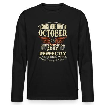 Les légendes sont nées en octobre 1978 anniversaire - T-shirt manches longues Premium bio Homme - noir - Devant - Nico (187cm)