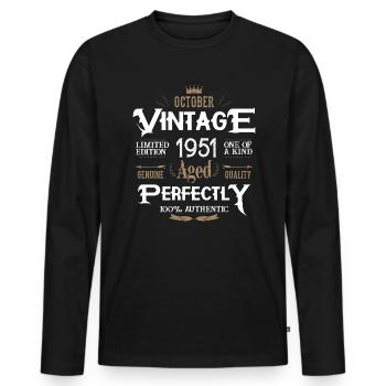 Octobre 1951 naissance Legends Birthday - T-shirt manches longues Premium bio Homme - noir - Devant - Nico (187cm)