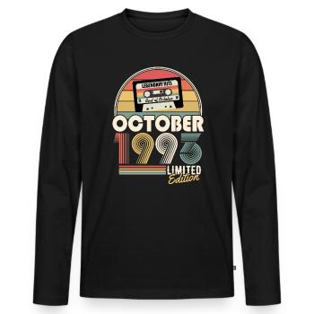 Octobre 1993 Vintage Cadeau d’anniversaire - T-shirt manches longues Premium bio Homme - noir - Devant - Nico (187cm)
