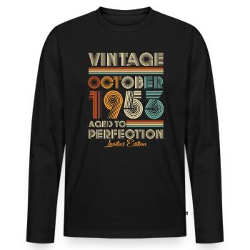 Vintage Aged To Perfection October 1953 - Men's Premium Organic Long Sleeve Shirt - black - Front - Nico (187cm)