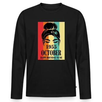 October 1955 Happy Birthday To Me - Männer Premium Bio Langarmshirt - Schwarz - Vorne - Nico (187cm)