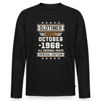 Oldtimer October 1968 Birthday Gift - Men's Premium Organic Long Sleeve Shirt - black - Front - Nico (187cm)