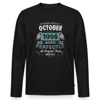 Oktober 1998 Vintage Geburtstag Geschenk - Männer Premium Bio Langarmshirt - Schwarz - Vorne - Nico (187cm)