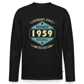 Novembre 1959 Vintage Retro Anniversaire - T-shirt manches longues Premium bio Homme - noir - Devant - Nico (187cm)
