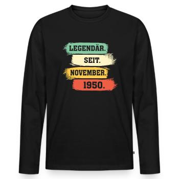 Legendär seit November 1950 Geburtstag Geschenk - Männer Premium Bio Langarmshirt - Schwarz - Vorne - Nico (187cm)