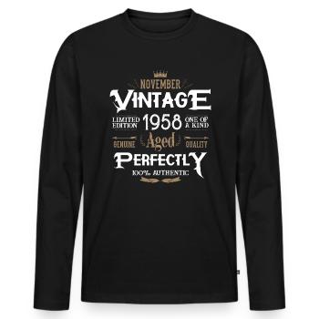 Novembre 1958 naissance Légendes Anniversaire - T-shirt manches longues Premium bio Homme - noir - Devant - Nico (187cm)