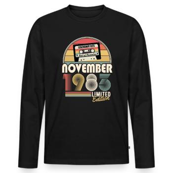 November 1983 Jahrgang Geburtstag Geschenk - Männer Premium Bio Langarmshirt - Schwarz - Vorne - Nico (187cm)