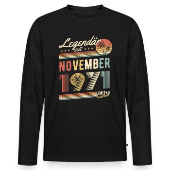 Legendär Seit November 1971 Geburtstag Geschenk - Männer Premium Bio Langarmshirt - Schwarz - Vorne - Nico (187cm)