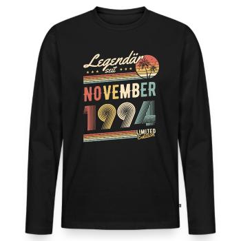 Legendär Seit November 1994 Geburtstag Geschenk - Männer Premium Bio Langarmshirt - Schwarz - Vorne - Nico (187cm)