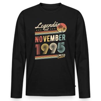 Legendär Seit November 1995 Geburtstag Geschenk - Männer Premium Bio Langarmshirt - Schwarz - Vorne - Nico (187cm)