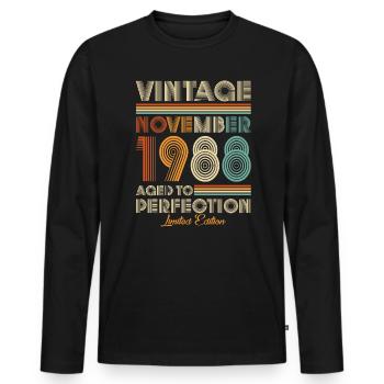 Vintage Aged To Perfection November 1988 - Männer Premium Bio Langarmshirt - Schwarz - Vorne - Nico (187cm)