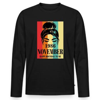 November 1986 Happy Birthday To Me - Männer Premium Bio Langarmshirt - Schwarz - Vorne - Nico (187cm)