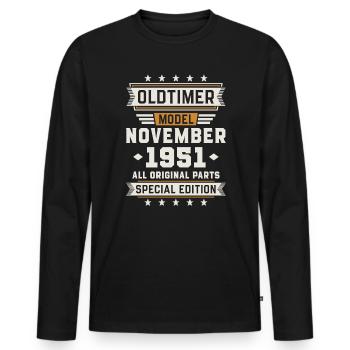 Voiture classique Novembre 1951 Cadeau d’anniversaire - T-shirt manches longues Premium bio Homme - noir - Devant - Nico (187cm)