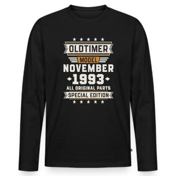 Oldtimer November 1993 Geburtstag Geschenk - Männer Premium Bio Langarmshirt - Schwarz - Vorne - Nico (187cm)