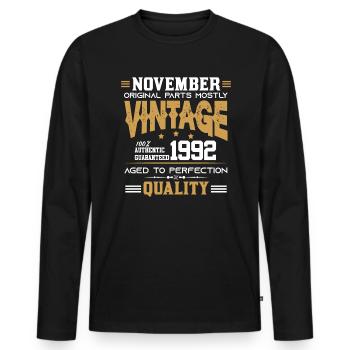 Vintage Aged To Perfection November 1992 - Men's Premium Organic Long Sleeve Shirt - black - Front - Nico (187cm)