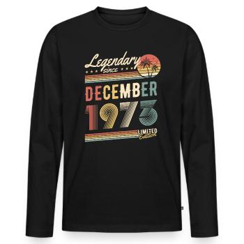 Legendary Since December 1973 Limited Edition - Männer Premium Bio Langarmshirt - Schwarz - Vorne - Nico (187cm)